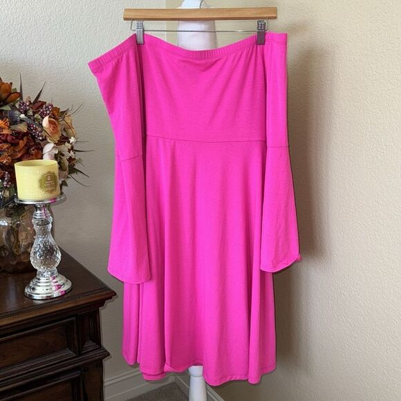 Torrid Bright Pink Jersey Skater Mini Dress 1X - Picture 3 of 4